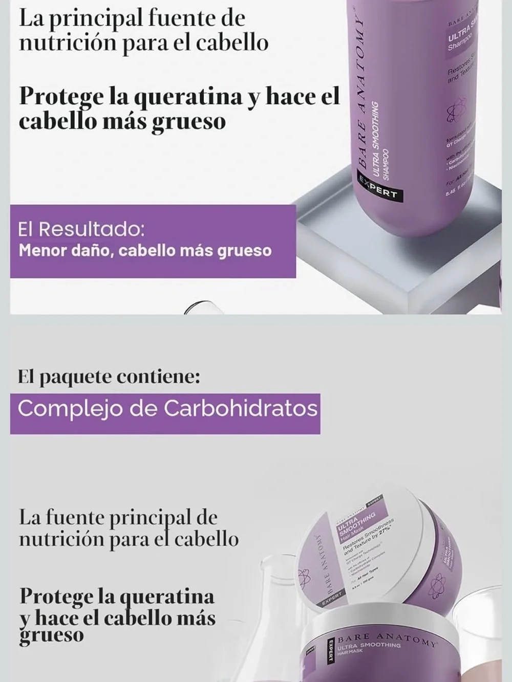 Bare Anatomy Champú ultra suavizante + máscara para el cabello + kit de suero |
